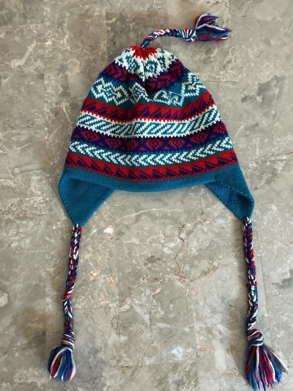 Vintage 1990s Mountain Ladies & Ewes Wool Fair Isle Ear Flap Ski Hat USA